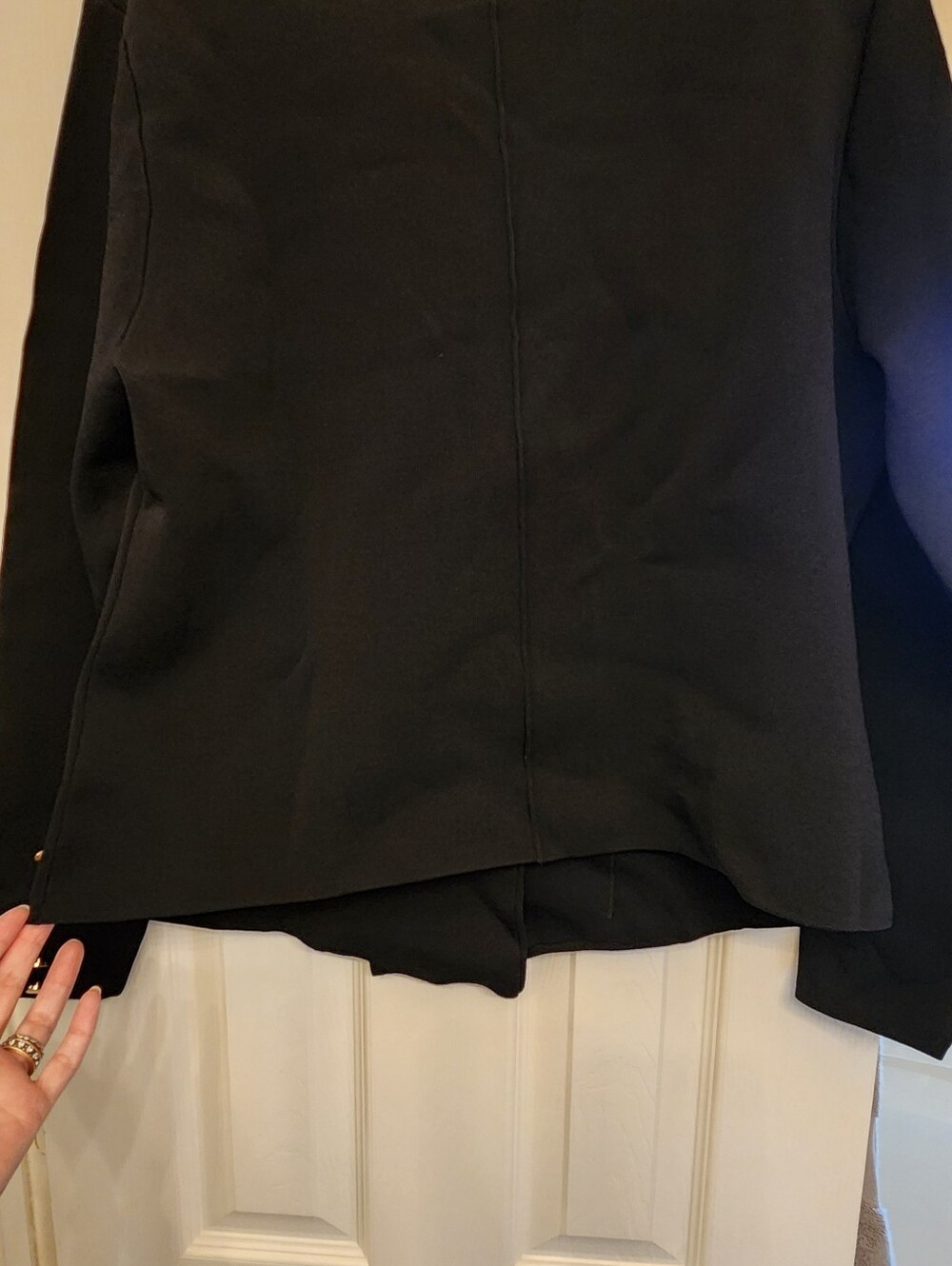 Aleeza Paris Black Double-Breasted Military-Style Knit Blazer - Picture 5 of 7